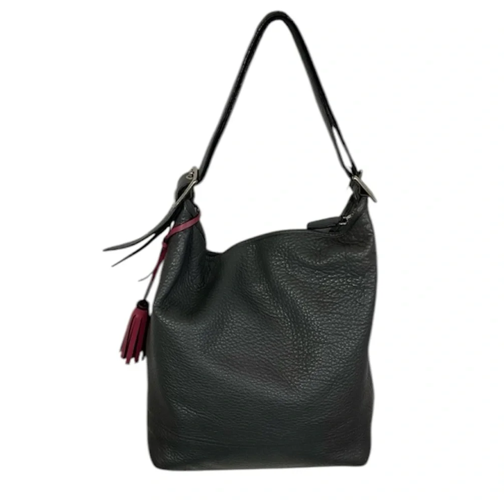 Coach Women's Gray Pebbled Leather Zip Top Shoulder Hobo Bag